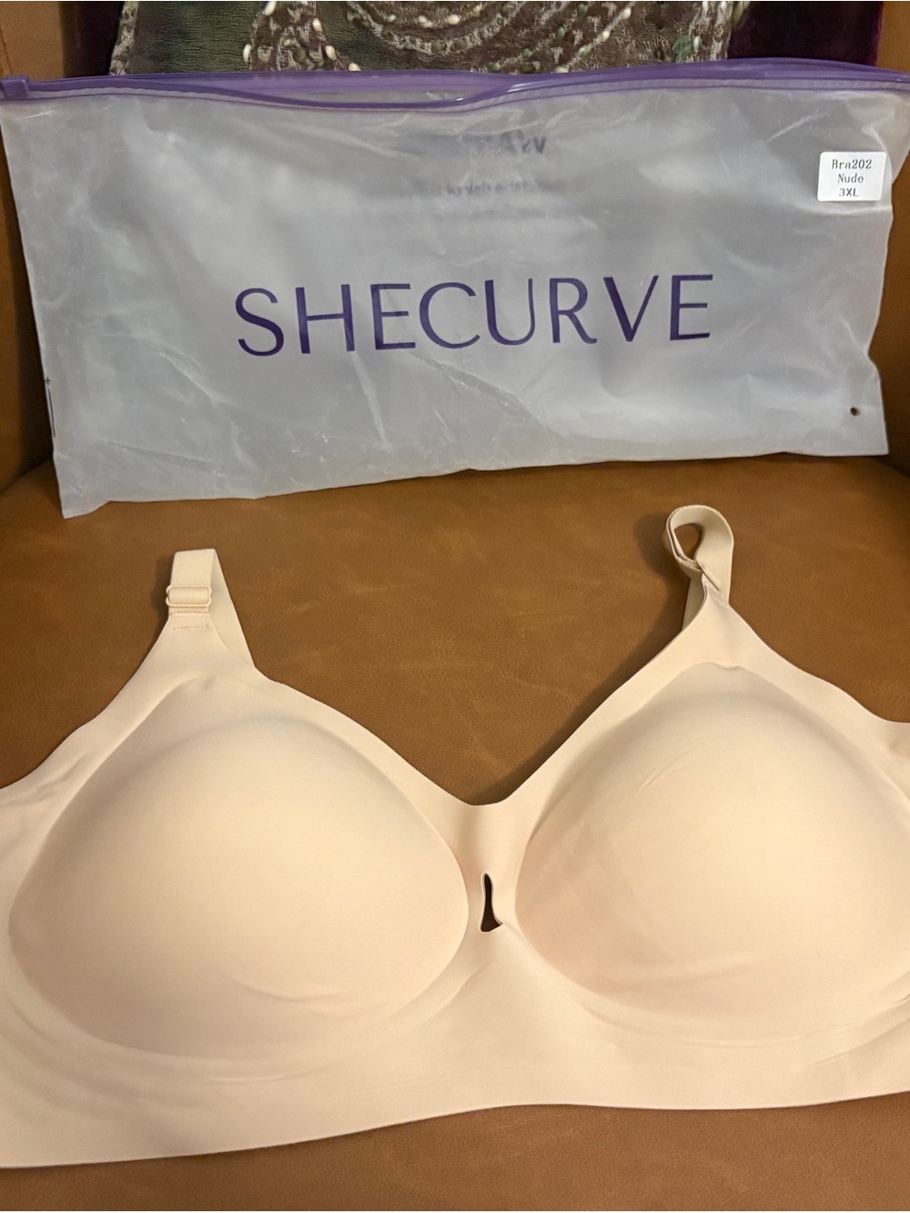 Shecurve Nude Wireless Bra 3XL Seamless Support w/ Extender